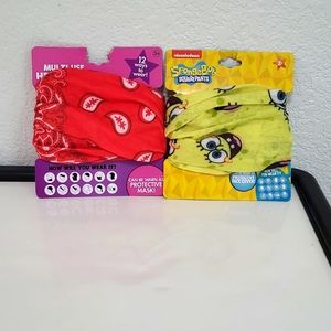 Multi-use Head wrap Lot of 2 Red Paisley & Sponge